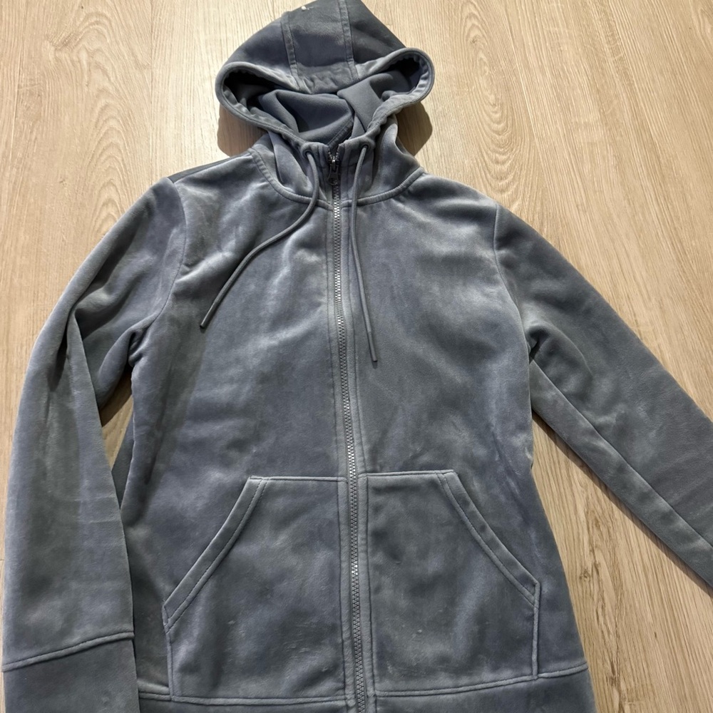 Gray Hooded Zip-Up Jacket